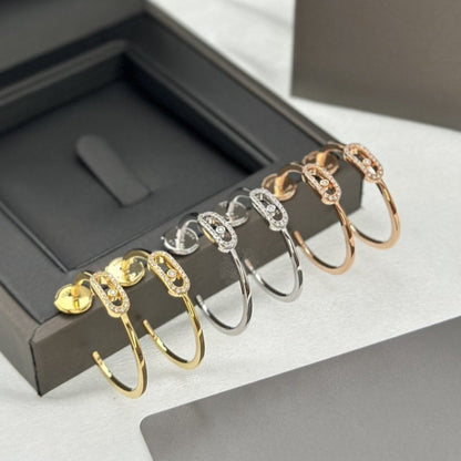 [⭐Hevara Jewelry]CREOLES MOVE UNO PM DIAMOND EARRINGS