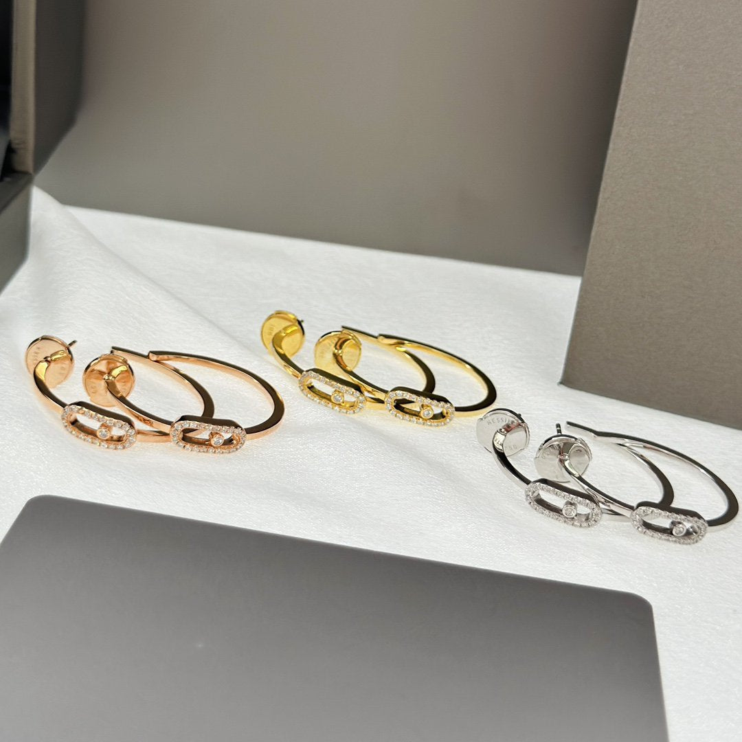 [⭐Hevara Jewelry]CREOLES MOVE UNO PM DIAMOND EARRINGS
