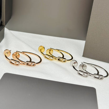 [⭐Hevara Jewelry]CREOLES MOVE UNO PM DIAMOND EARRINGS