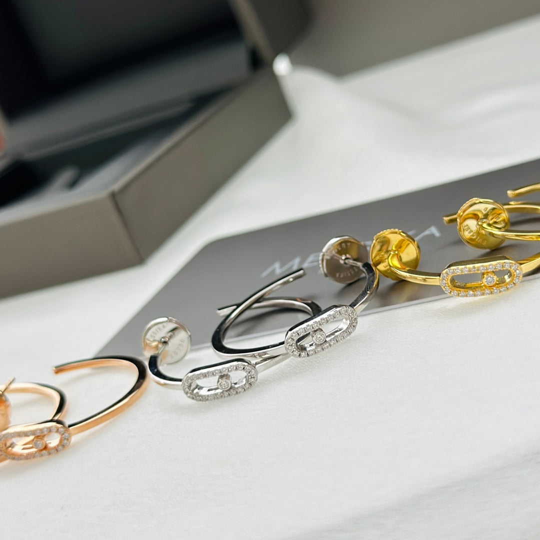 [⭐Hevara Jewelry]CREOLES MOVE UNO PM DIAMOND EARRINGS