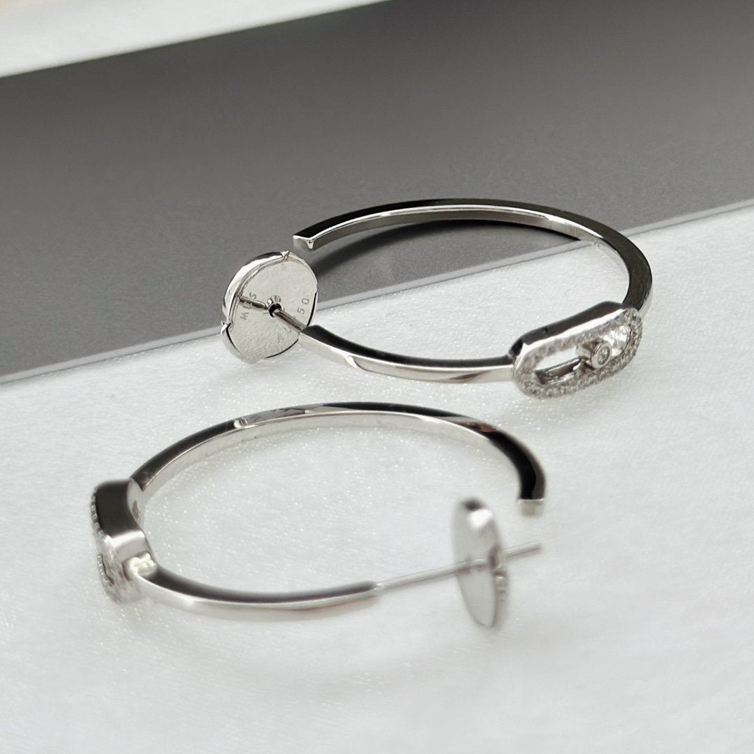 [⭐Hevara Jewelry]CREOLES MOVE UNO PM DIAMOND EARRINGS