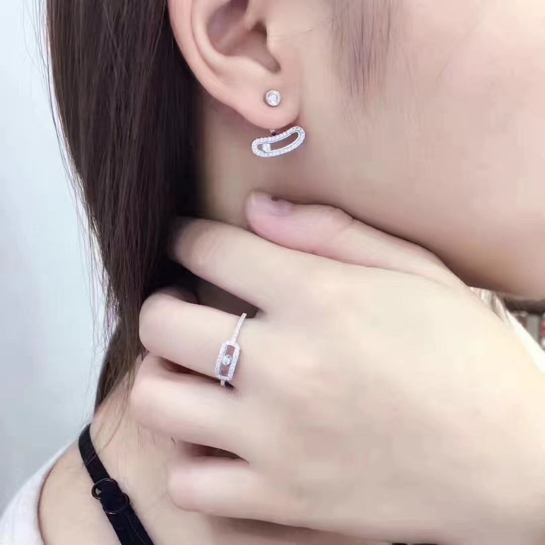 [⭐Hevara Jewelry]MOVE UNO SILVER DIAMOND EARRINGS