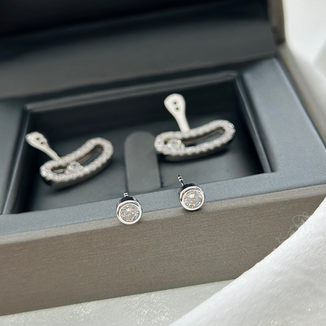 [⭐Hevara Jewelry]MOVE UNO SILVER DIAMOND EARRINGS