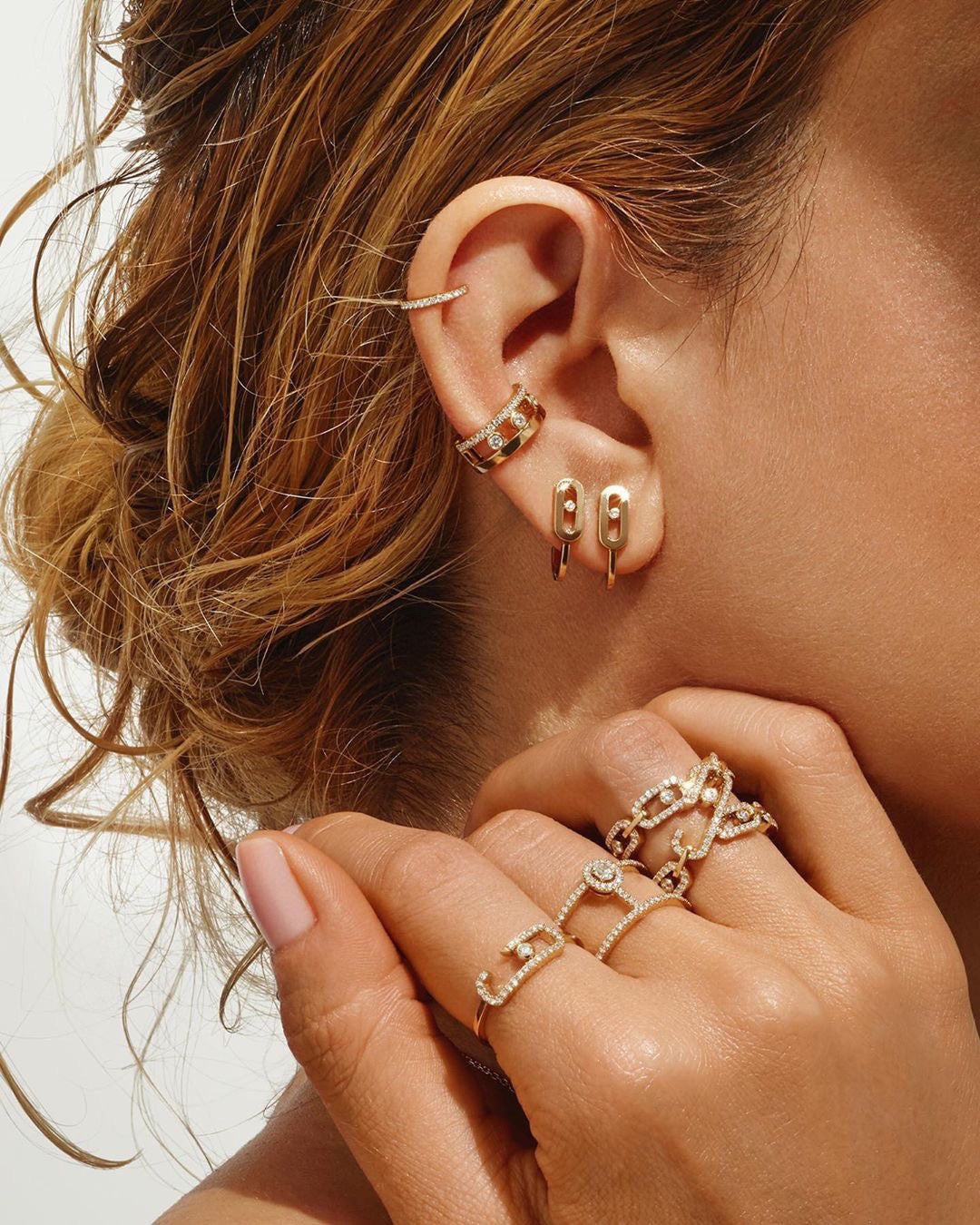 [⭐Hevara Jewelry]CREOLES MOVE UNO MINI 1 DIAMOND EARRINGS