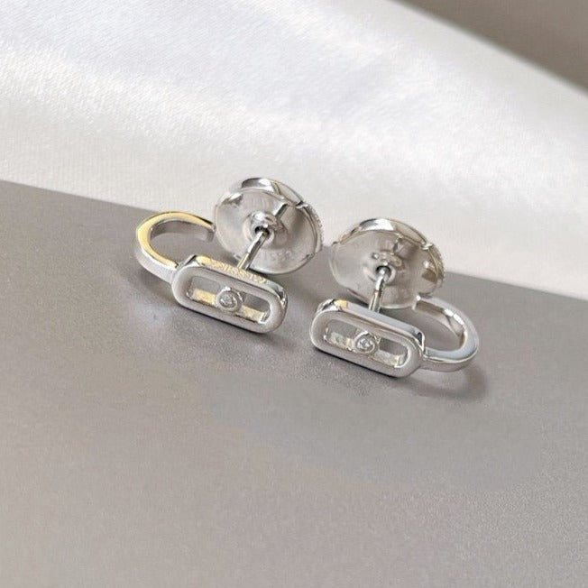 [⭐Hevara Jewelry]CREOLES MOVE UNO MINI 1 DIAMOND EARRINGS