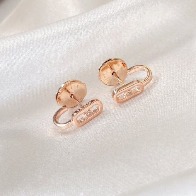 [⭐Hevara Jewelry]CREOLES MOVE UNO MINI 1 DIAMOND EARRINGS