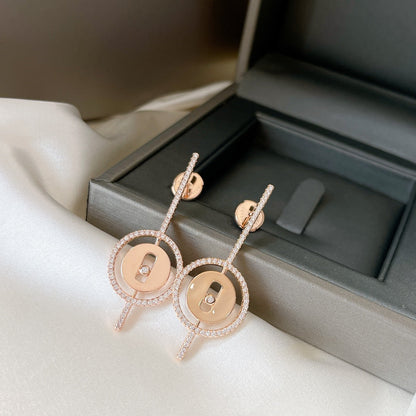 [⭐Hevara Jewelry]Demo MOVE ARROW PINK GOLD DIAMOND EARRINGS