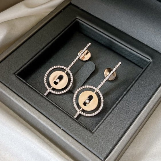 [⭐Hevara Jewelry]Demo MOVE ARROW PINK GOLD DIAMOND EARRINGS