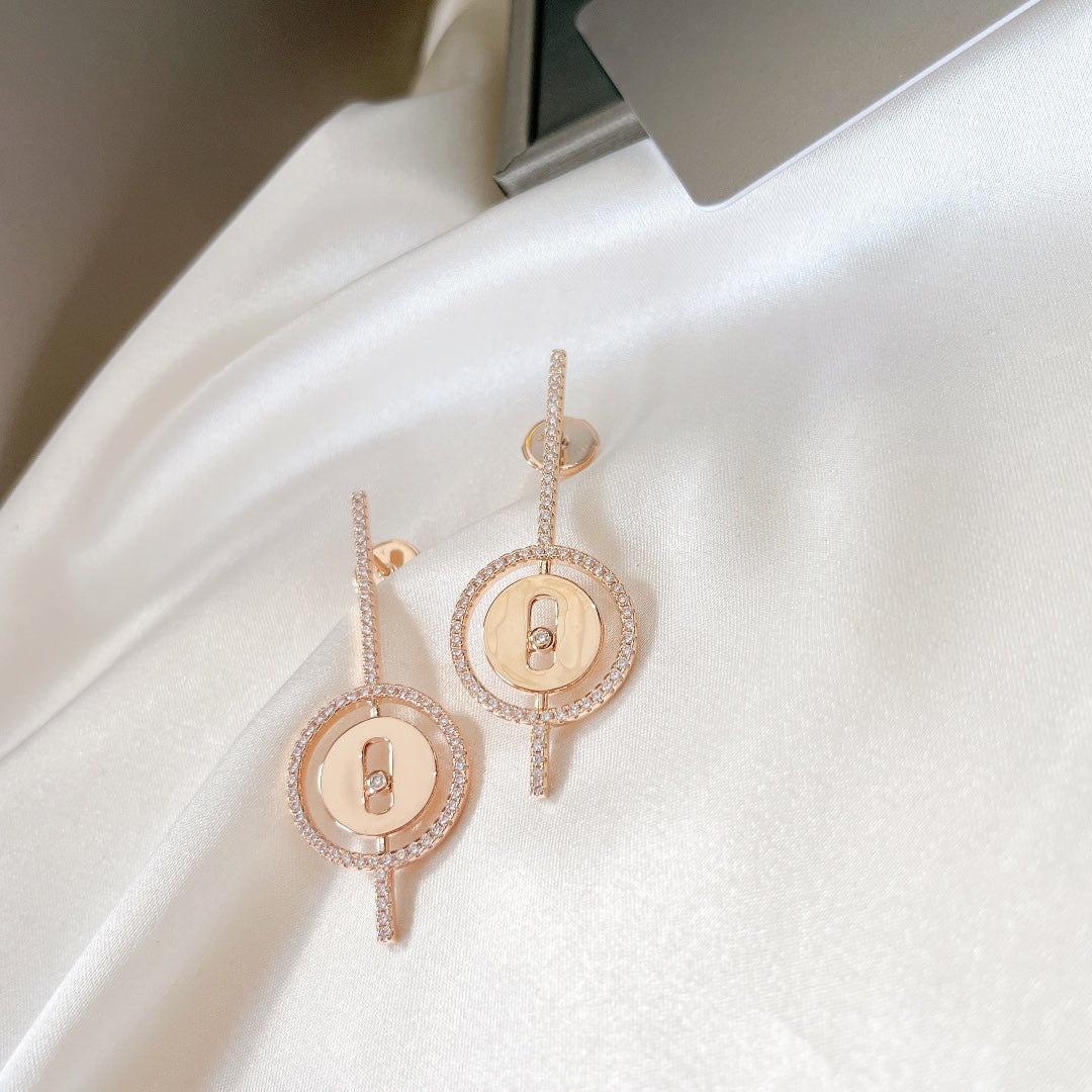[⭐Hevara Jewelry]Demo MOVE ARROW PINK GOLD DIAMOND EARRINGS