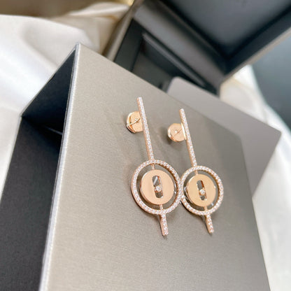 [⭐Hevara Jewelry]Demo MOVE ARROW PINK GOLD DIAMOND EARRINGS