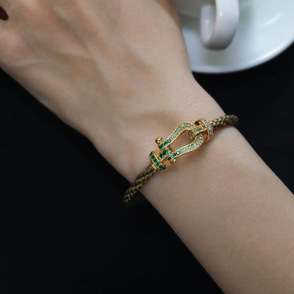 [⭐Hevara Jewelry]FORCE 10 GOLD GREEN DIAMOND PAVED
