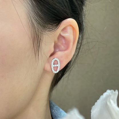 [⭐Hevara Jewelry]HM FULL DIAMOND PIG NOSE STUD EARRINGS