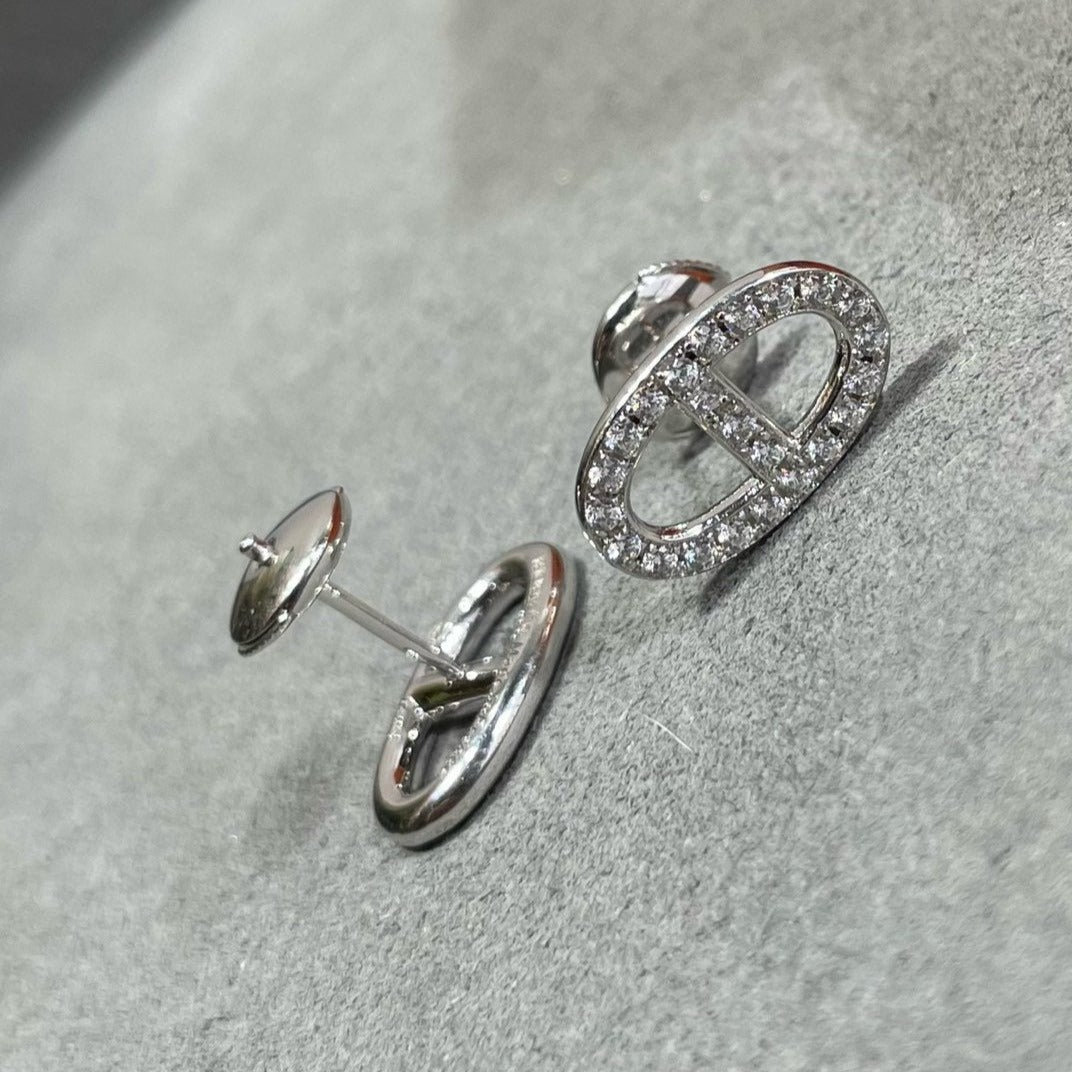 [⭐Hevara Jewelry]HM FULL DIAMOND PIG NOSE STUD EARRINGS