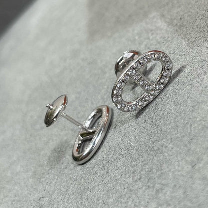 [⭐Hevara Jewelry]HM FULL DIAMOND PIG NOSE STUD EARRINGS