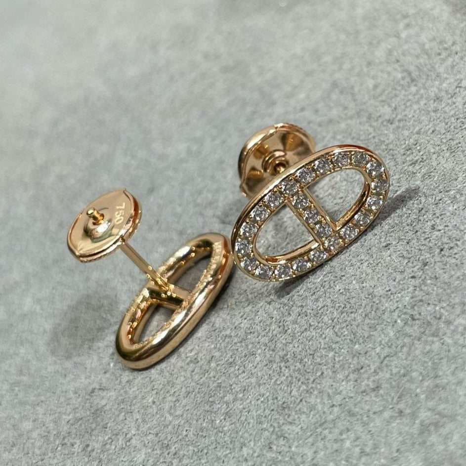 [⭐Hevara Jewelry]HM FULL DIAMOND PIG NOSE STUD EARRINGS