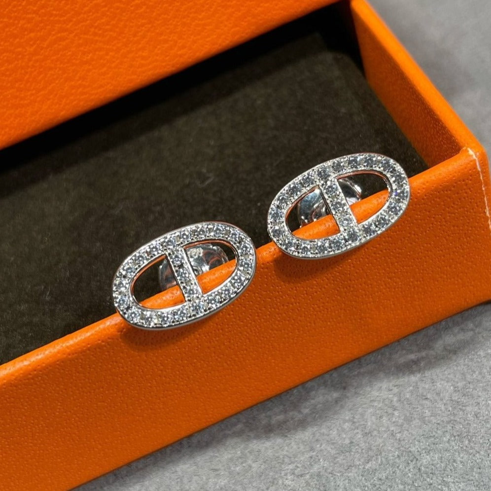 [⭐Hevara Jewelry]HM FULL DIAMOND PIG NOSE STUD EARRINGS