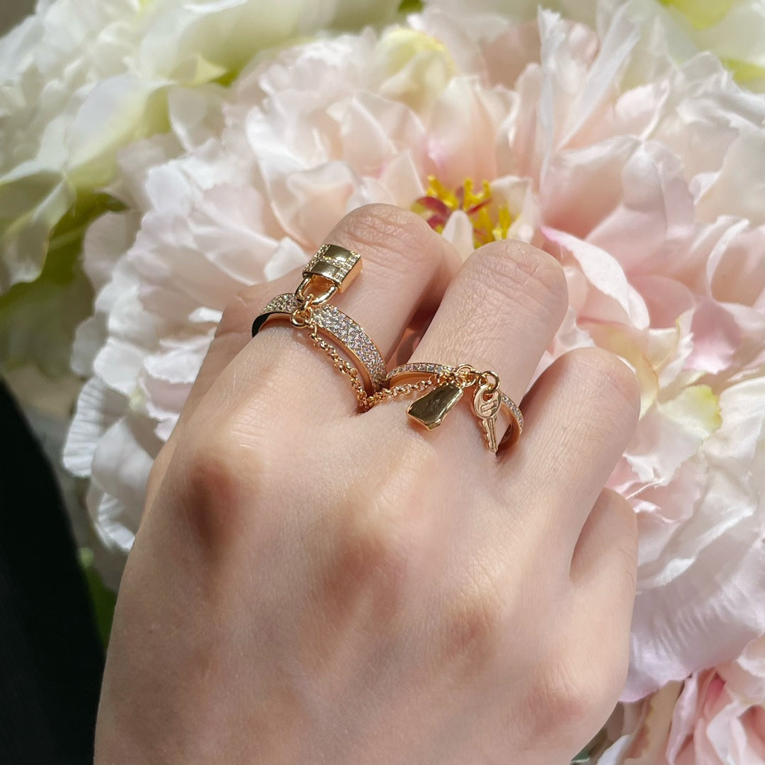 [⭐Hevara Jewelry]HM KELLY CLOCHETTE DOUBLE RING IN  WITH DIAMONDS