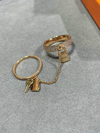 [⭐Hevara Jewelry]HM KELLY CLOCHETTE DOUBLE RING IN  WITH DIAMONDS