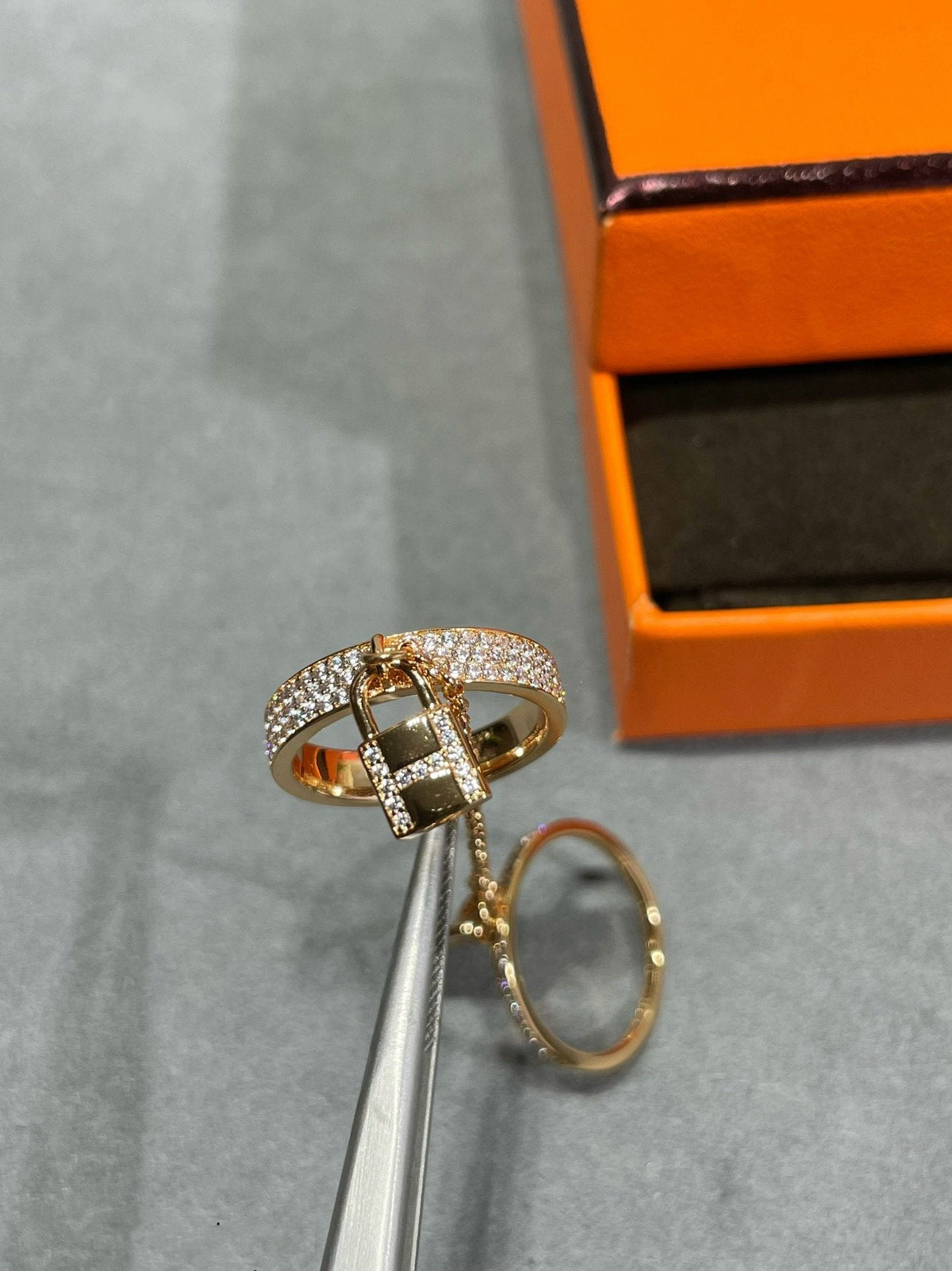 [⭐Hevara Jewelry]HM KELLY CLOCHETTE DOUBLE RING IN  WITH DIAMONDS