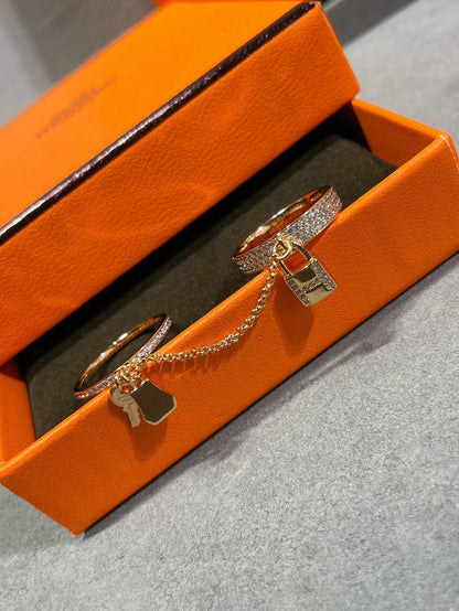 [⭐Hevara Jewelry]HM KELLY CLOCHETTE DOUBLE RING IN  WITH DIAMONDS