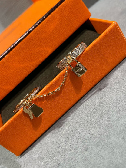 [⭐Hevara Jewelry]HM KELLY CLOCHETTE DOUBLE RING IN  WITH DIAMONDS