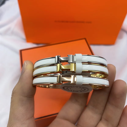 [⭐Hevara Jewelry]CLASSIC HM CLIC WHITE 8MM ENAMEL BRACELET