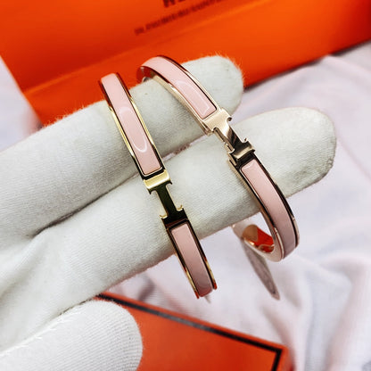 [⭐Hevara Jewelry]CLASSIC HM CLIC  PINK 8MM ENAMEL BRACELET