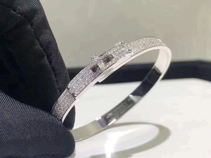 [⭐Hevara Jewelry]HM KELLY BRACELET IN SILVER AND FULL PAVE DIAMOND