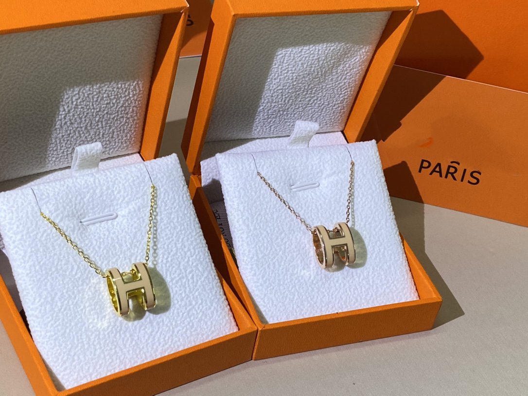 [⭐Hevara Jewelry]HM CLIC YELLOW ENAMEL GOLD NECKLACE