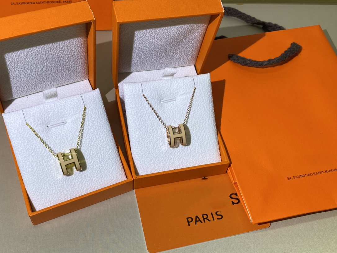 [⭐Hevara Jewelry]HM CLIC YELLOW ENAMEL GOLD NECKLACE