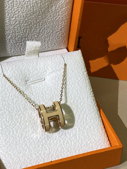 [⭐Hevara Jewelry]HM CLIC YELLOW ENAMEL GOLD NECKLACE