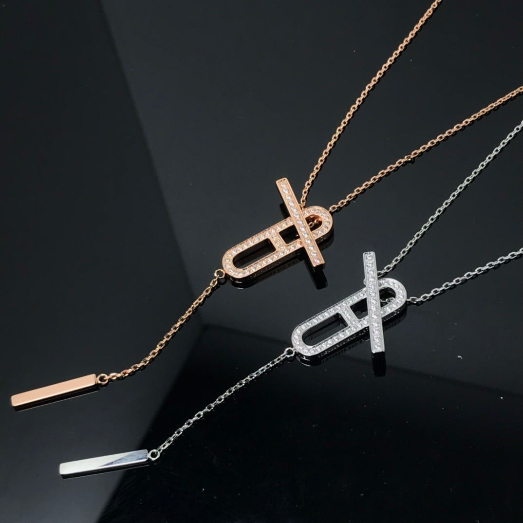 [⭐Hevara Jewelry]HM NECKLACE PLATINUM ROSE GOLD DIAMOND