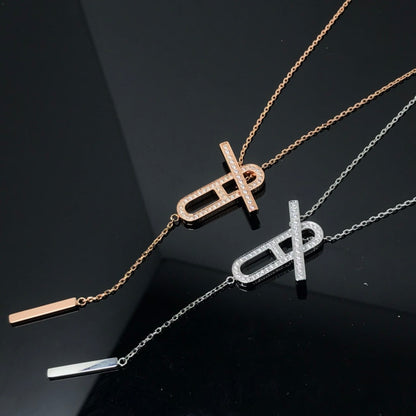 [⭐Hevara Jewelry]HM NECKLACE PLATINUM ROSE GOLD DIAMOND
