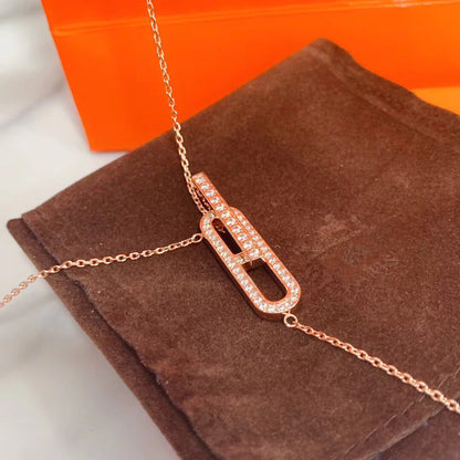 [⭐Hevara Jewelry]HM NECKLACE PLATINUM ROSE GOLD DIAMOND