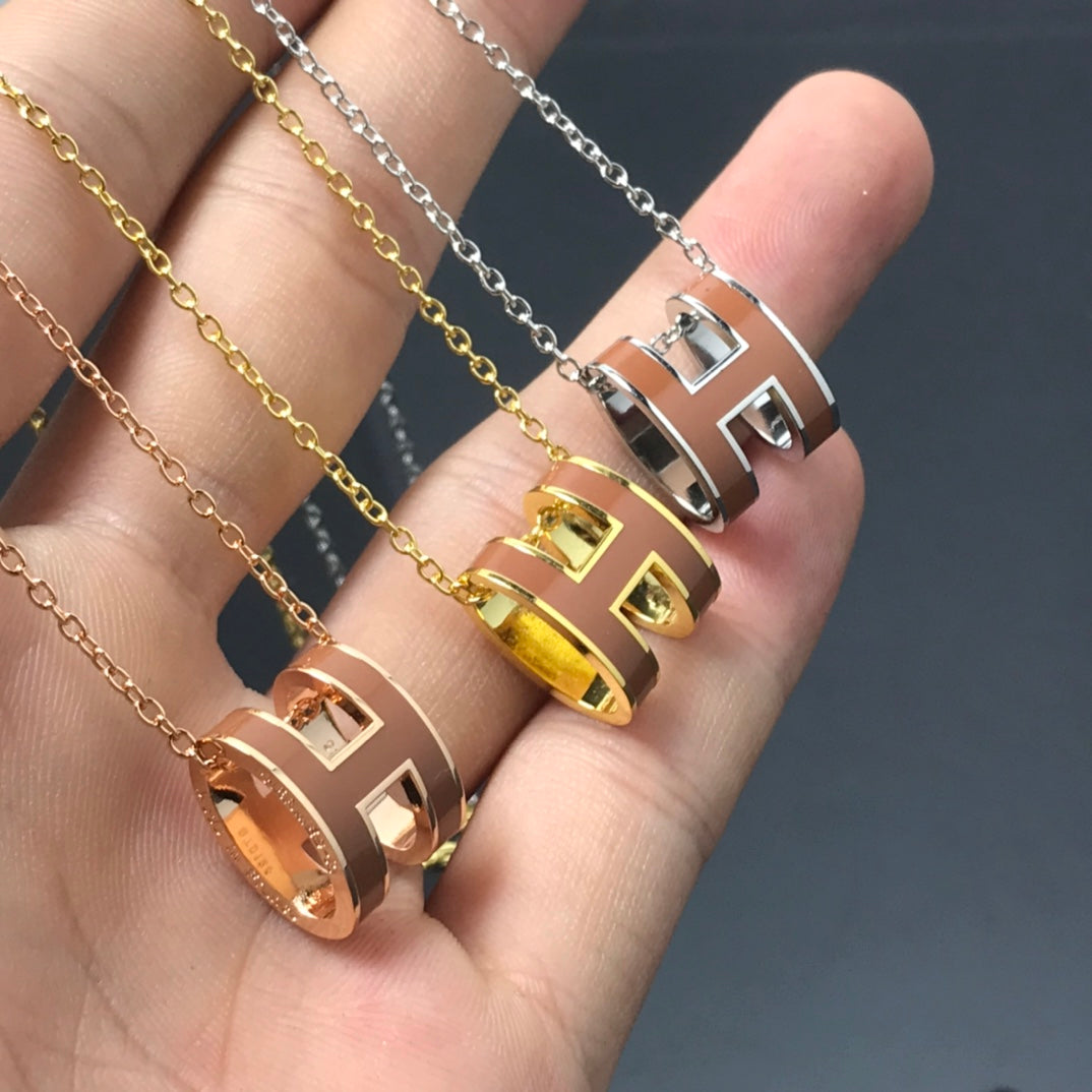 [⭐Hevara Jewelry]H NECKLACE BROWN
