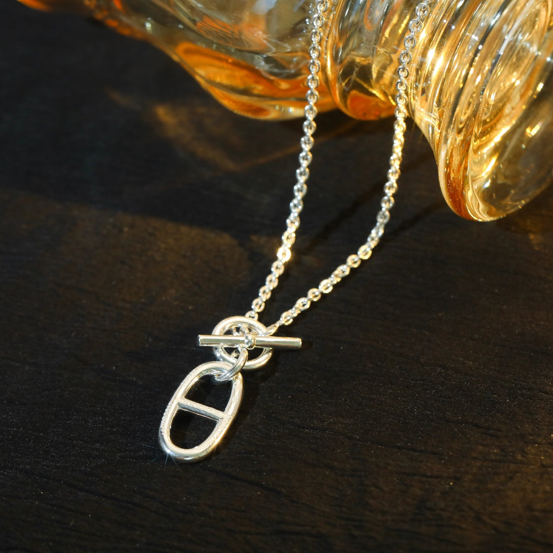 [⭐Hevara Jewelry]HM CHAINE D'ANCRE PENDANT NECKLACE STERLING SILVER