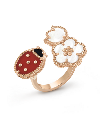 [⭐Hevara Jewelry]LUCKY 3 MOTIF ROSE GOLD RING