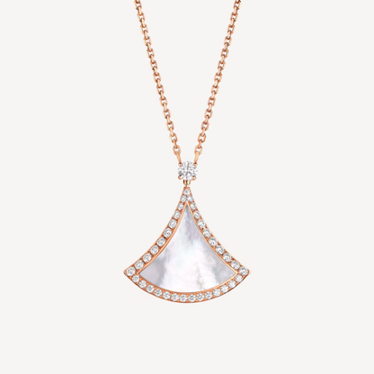 [⭐Hevara Jewelry]DREAM MOP DIAMOND PAVED PINK GOLD NECKLACE