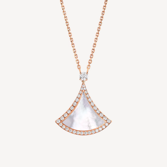 [⭐Hevara Jewelry]DREAM MOP DIAMOND PAVED PINK GOLD NECKLACE