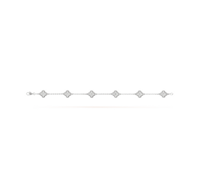 [⭐Hevara Jewelry]CLOVER 6 MOTIF SILVER DIAMOND BRACELET