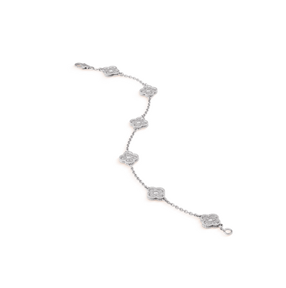 [⭐Hevara Jewelry]CLOVER 6 MOTIF SILVER DIAMOND BRACELET
