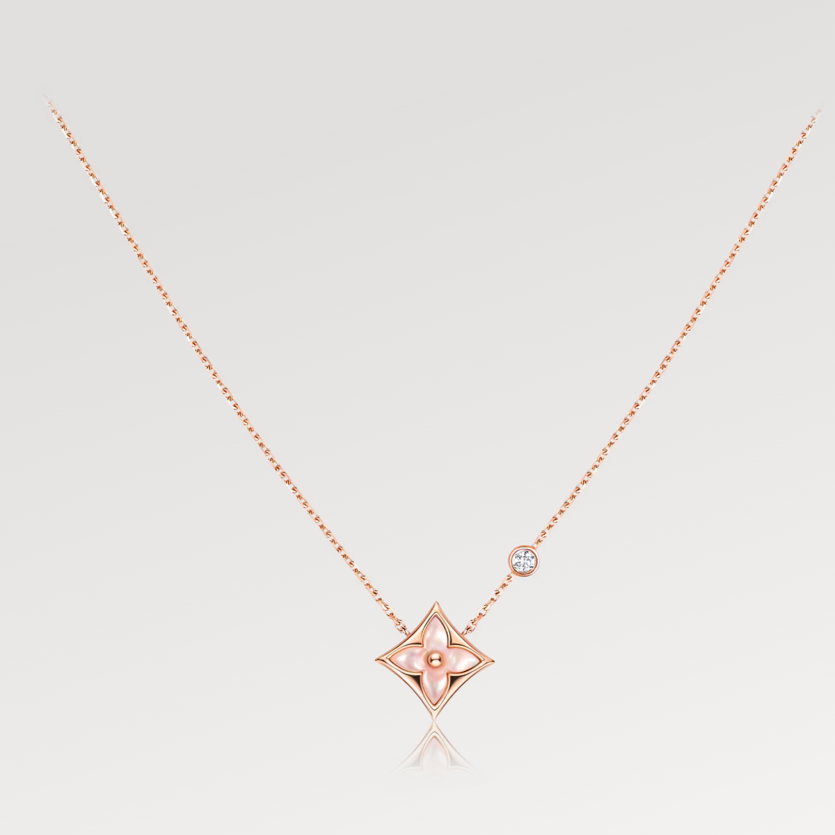 [⭐Hevara Jewelry]STAR PINK MOP 1 DIAMOND PINK GOLD NECKLACE