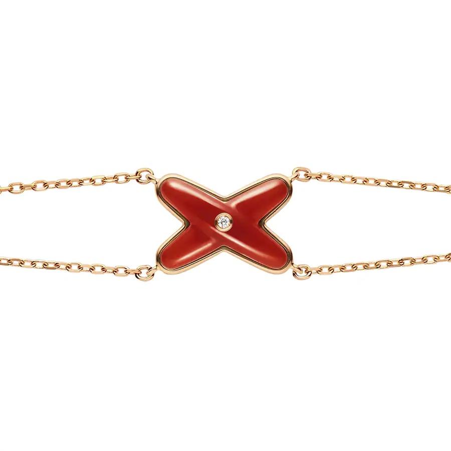 [⭐Hevara Jewelry]JEUX BRACELET CARNELIAN PINK GOLD 1 DIAMOND