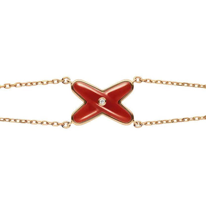 [⭐Hevara Jewelry]JEUX BRACELET CARNELIAN PINK GOLD 1 DIAMOND