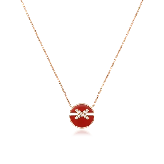 [⭐Hevara Jewelry]JEUX DE ROSE GOLD DIAMOND NECKLACE