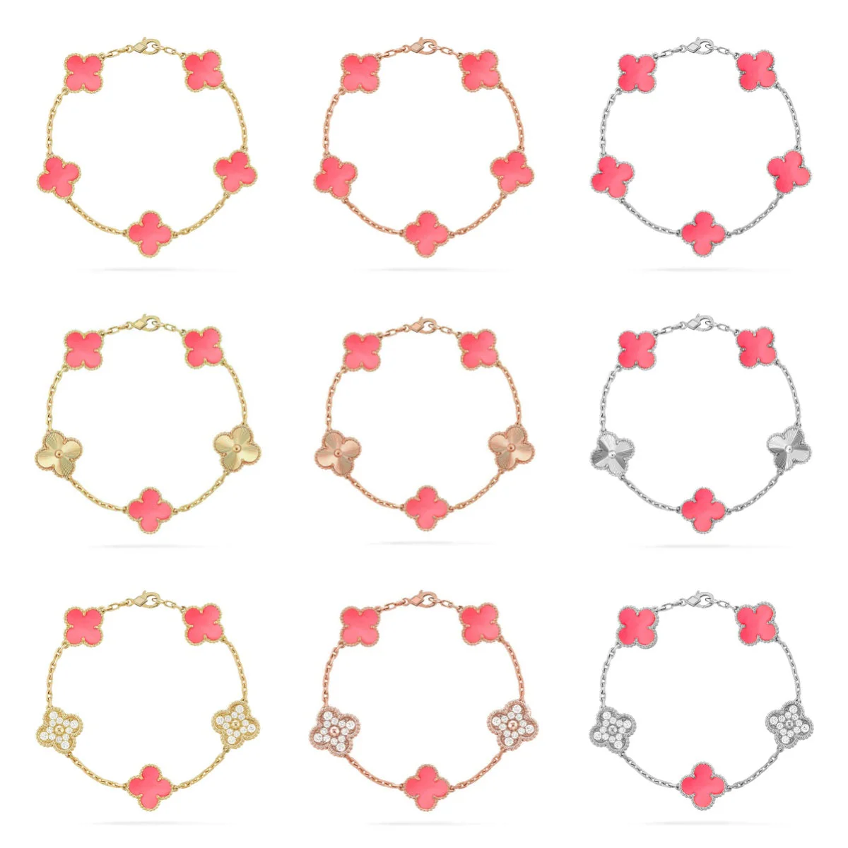 [⭐Hevara Jewelry] CLOVER 5 MOTIFS  PINK MOP BRACELET COLLECTION