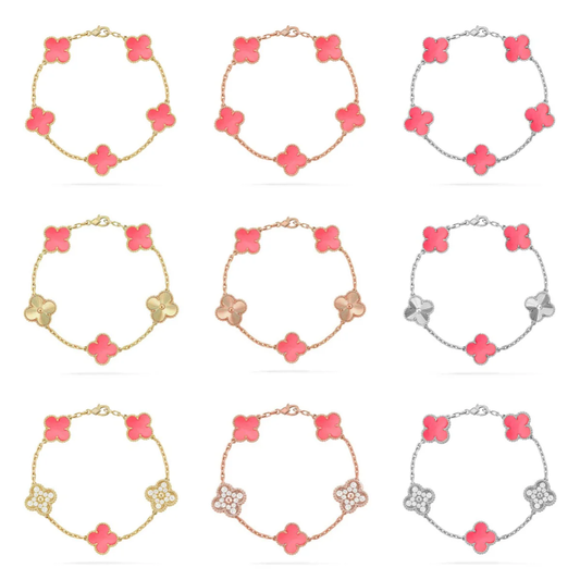 [⭐Hevara Jewelry] CLOVER 5 MOTIFS  PINK MOP BRACELET COLLECTION