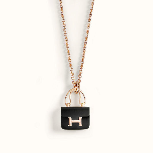 [⭐Hevara Jewelry]CONSTANCE BLACK PEDANT PINK GOLD NECKLACE