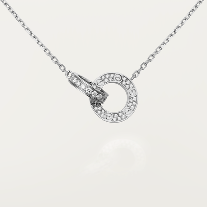 [⭐Hevara Jewelry]LOVE 7.6MM NECKLACE ROSE GOLD AND SILVER  FULL DIAMOND