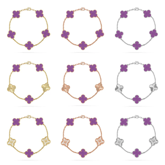 [⭐Hevara Jewelry] CLOVER 5 MOTIF VIOLET BRACELET COLLECTION